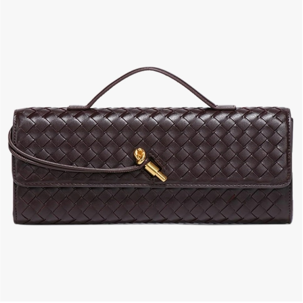 NEW Elegant black brown Woven Clutch Shoulder Bag
